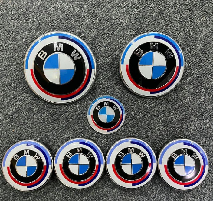 Tapacubos de llanta emblema rueda 50 aniversario 7 piezas insignias 82 mm 74 mm 56 mm 45 mm