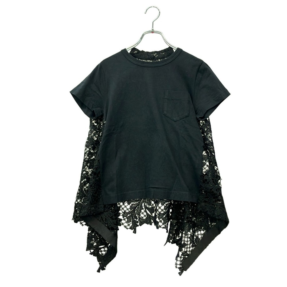 Sacai Short Sleeve T-shirt Lace Trim Cotton 20SS 20-04942 Women's Size 2 (M) 27