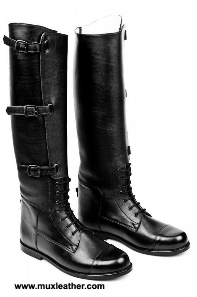 Handmade Equestrian Riding Police Motorcycle Boots Goodyear Welted UK Sizes 5-12