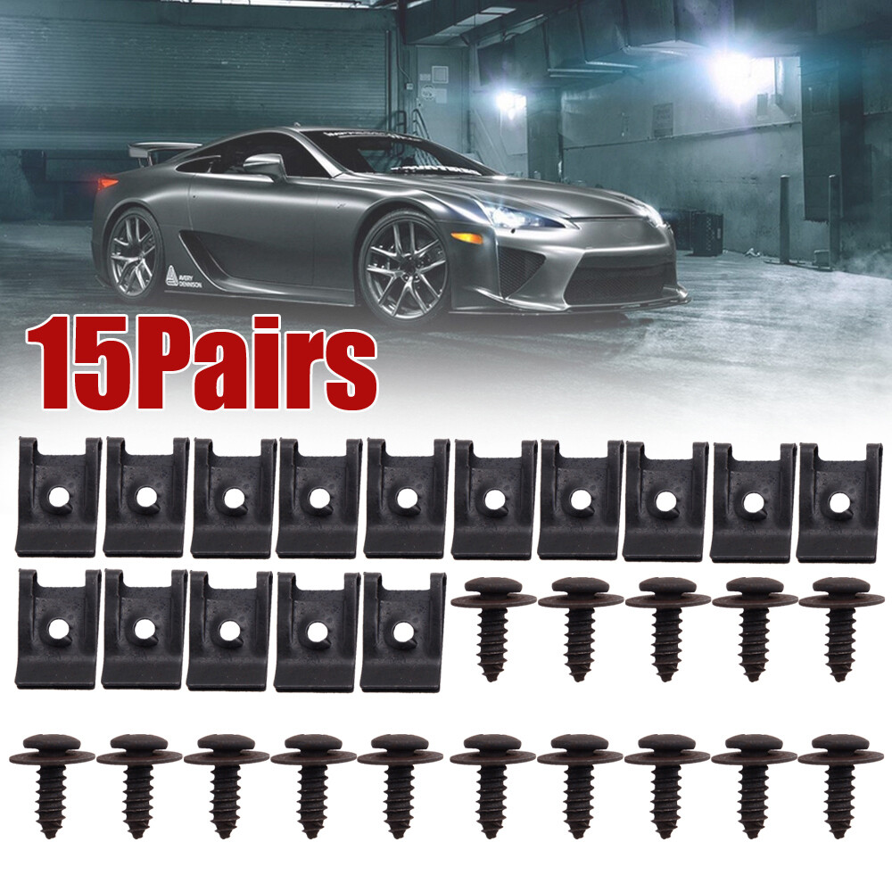 15-Piece U-Clip Fastener Kit for Car Bumper Fender Trim Panels