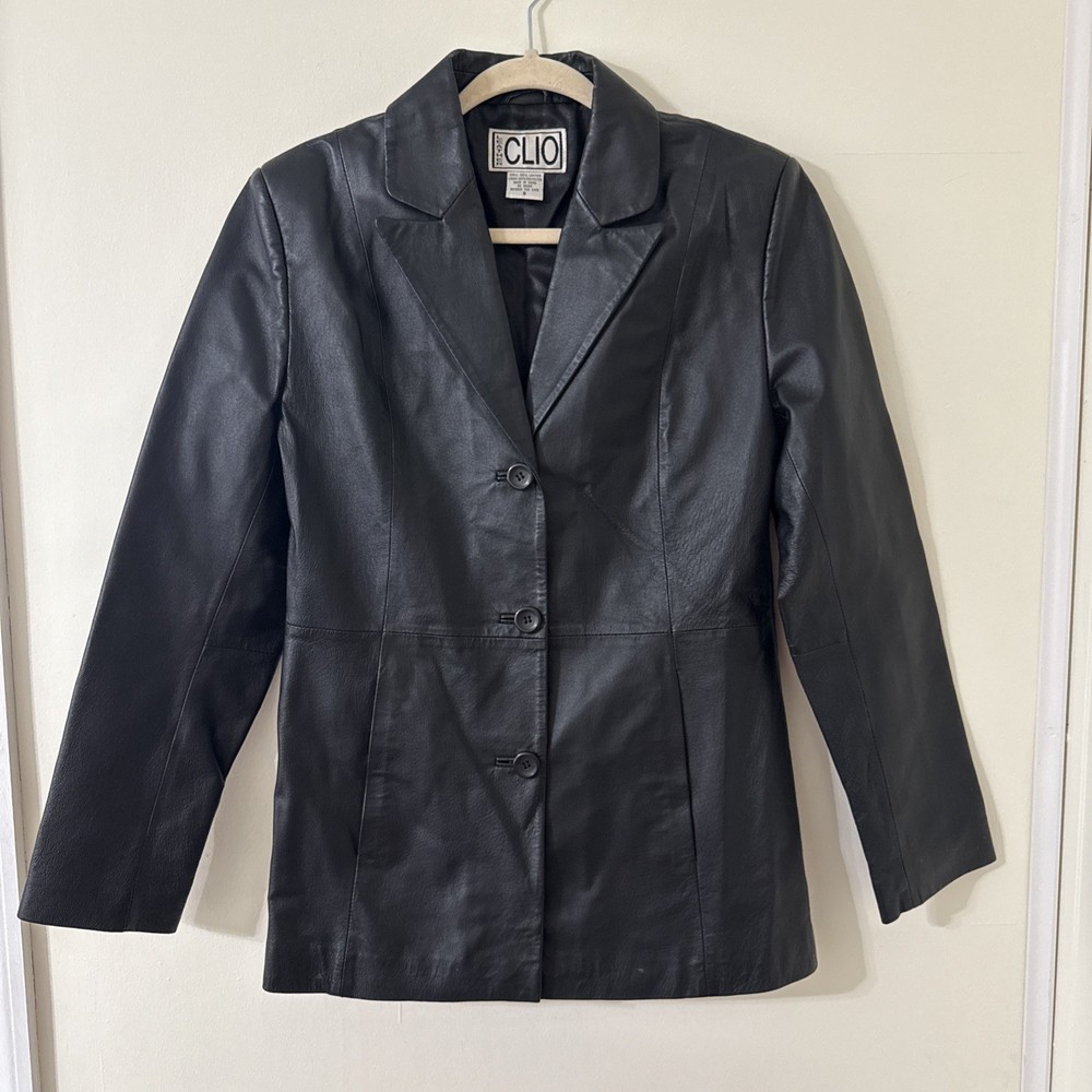Clio Black Leather Jacket Women's Size 8