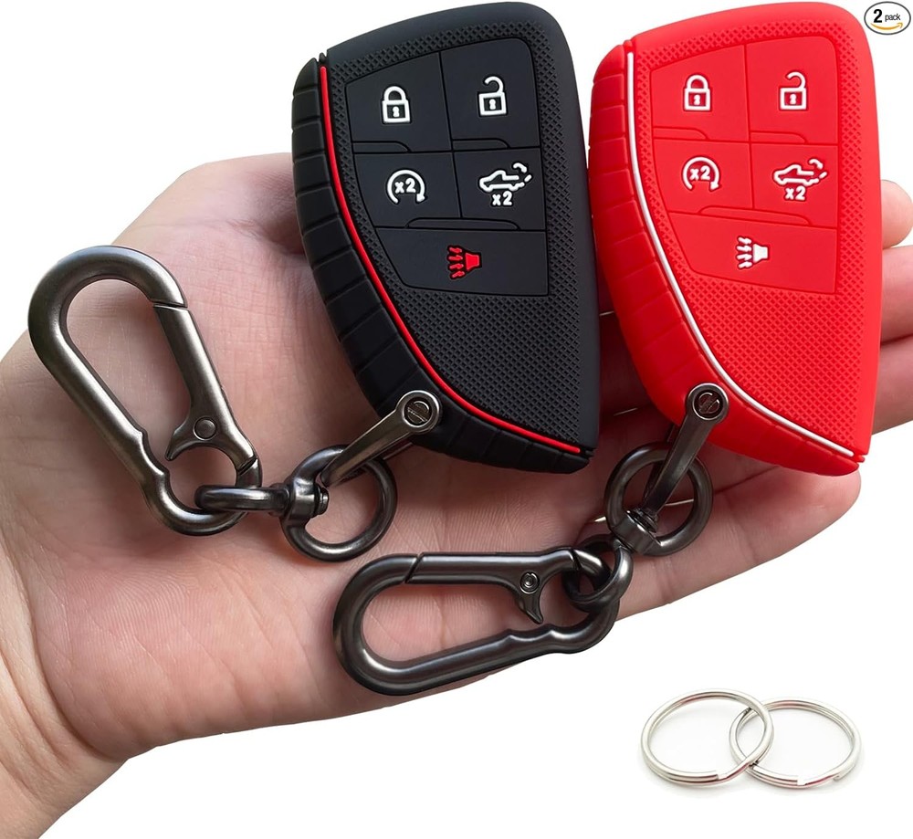 Key Fob Cover for 2022 2023 2024 1500 2500HD 3500HD, Sili Style: Black and Red