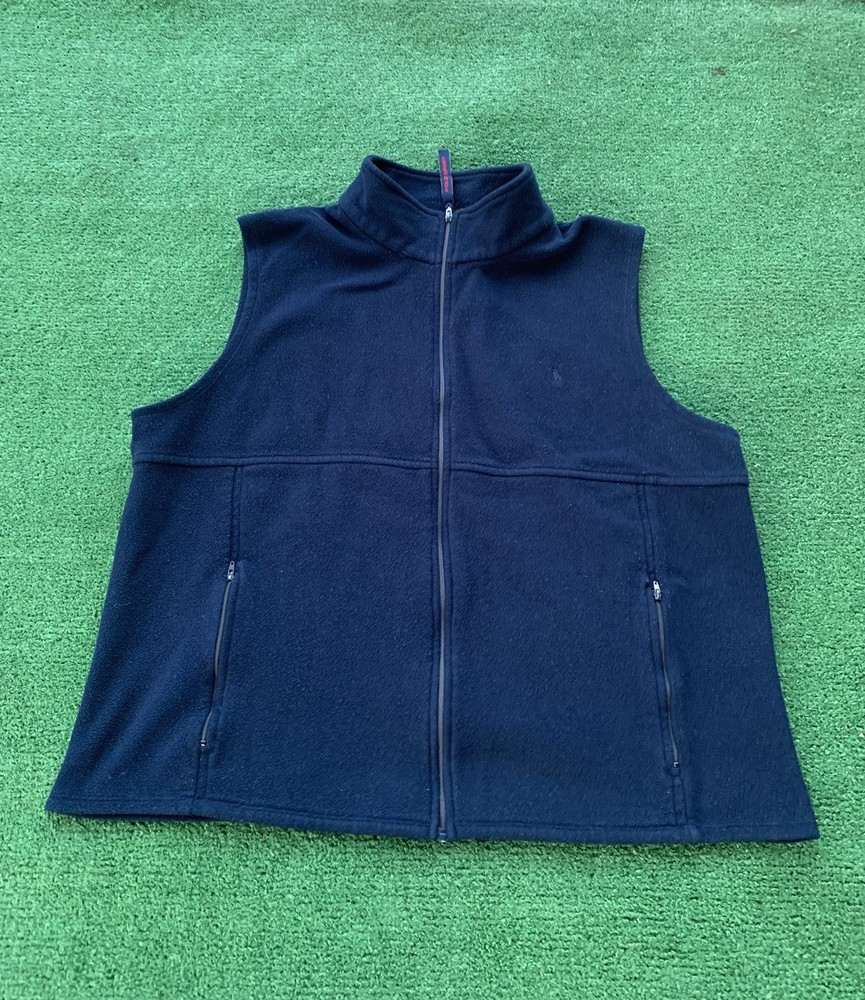 Rare VTG 90s Polo Sport Ralph Lauren Fleece Vest Navy Blue Full Zip Mens Large