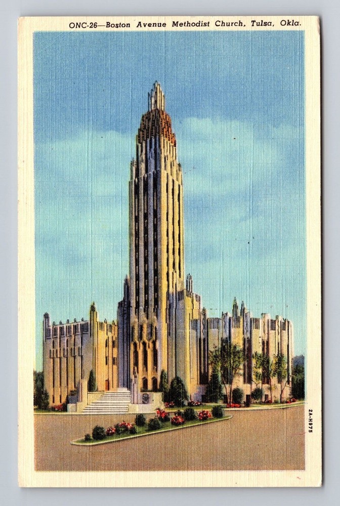 Oklahoma OK Tulsa Boston Avenue Methodist Church Vintage Postcard