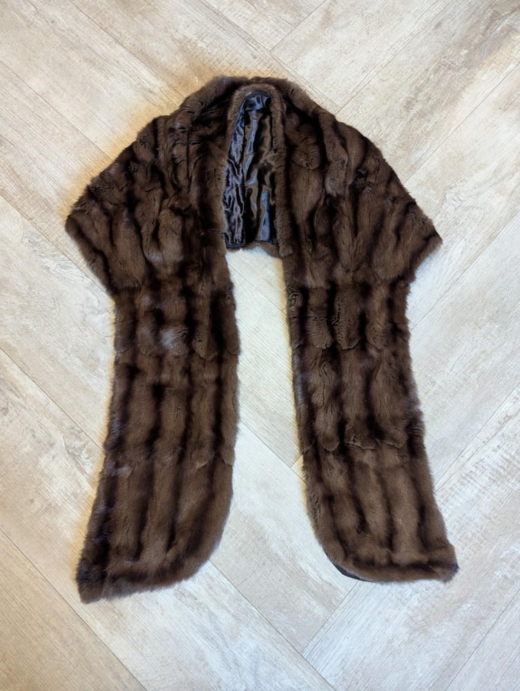 Vintage Real Mink Fur Stole Coat Elegant Shoulder Wrap