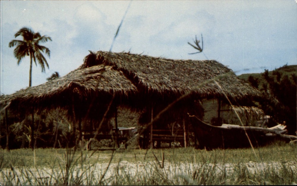 Nepa Hut ~ Umatac ~ Guam 1970s vintage postcard