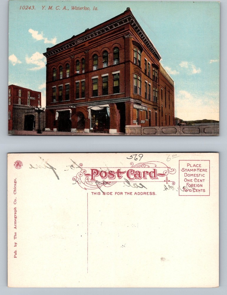 Waterloo, IA-Iowa, YMCA Red Brick Building, Antique Vintage Postcard