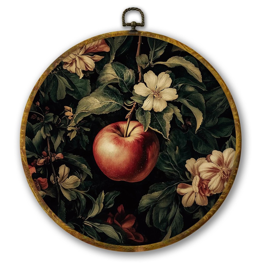 Mcehtle Moody Apple Botanical Kitchen Wall Art Decor, Floral Fruit Cottagecor...