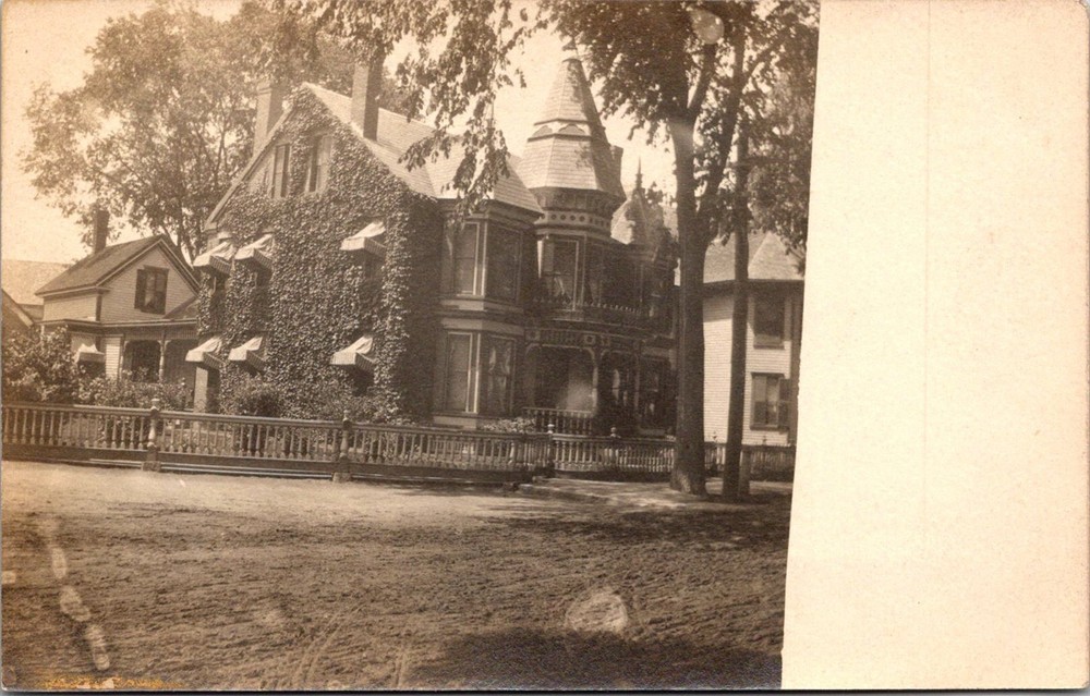 Dr Jim Stamps Postcard Real Photo Of Victorian Era Home Dirt Road Rppc Undivided