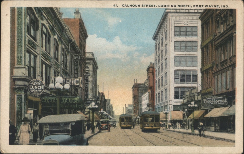 Fort Wayne, Indiana Calhoun Street, Looking North 1921 Toledo, OH Postcard