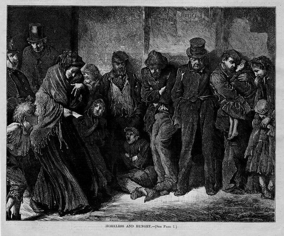 HOMELESS AND HUNGRY WOMEN CHILDREN OUT ON THE STREETS DESTITUTE POOR HISTORY