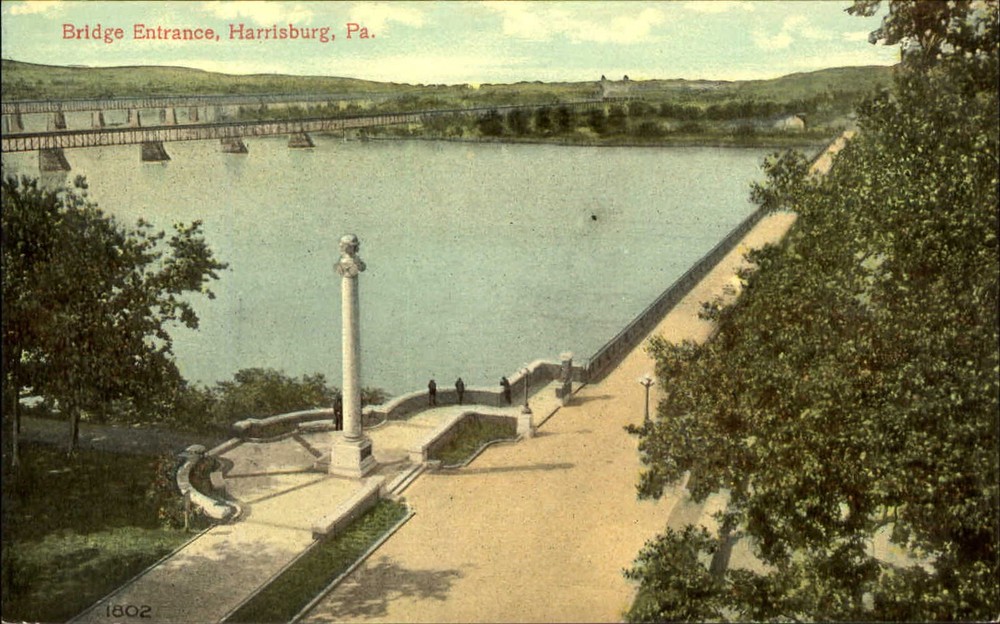 Bridge Entrance Harrisburg Pennsylvania PA 1950s vintage postcard