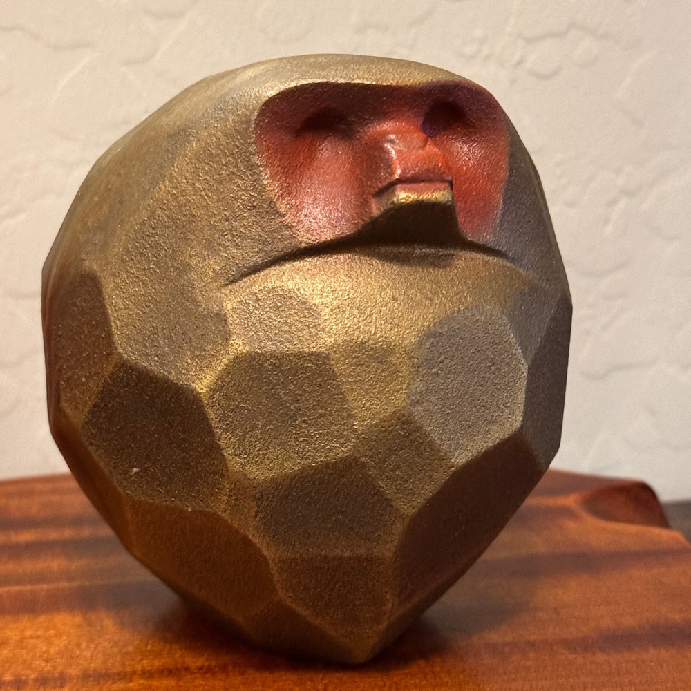 Vintage Japanese Monkey Metal Sculpture, Sotaro Saegusa Zodiac Minimalist Decor