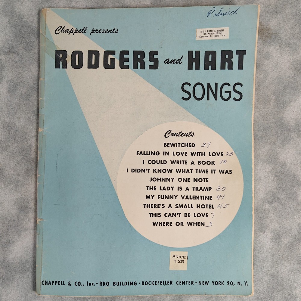 Rodgers & Hart Songs Songbook Chappell c.1940s 10 Hits My Funny Valentine