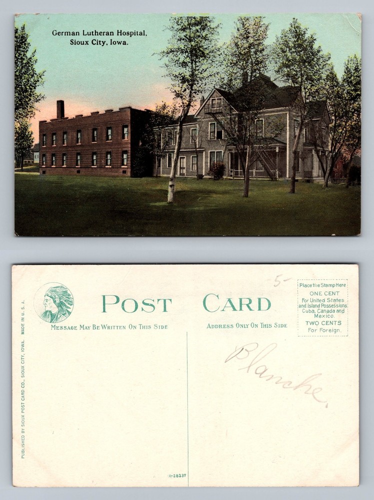 Sioux City, IA-Iowa, German Lutheran Hospital Grounds View Vintage Postcard