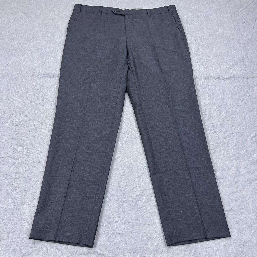Zanella Parker Trousers Men's 40x31 Blue* 100% Wool Flat Front Dress Pants Italy