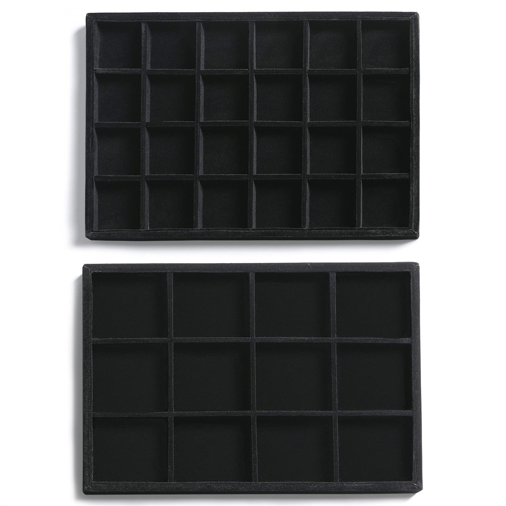 Stackable Velvet Jewelry Organizer Trays for Drawer Storage Inserts