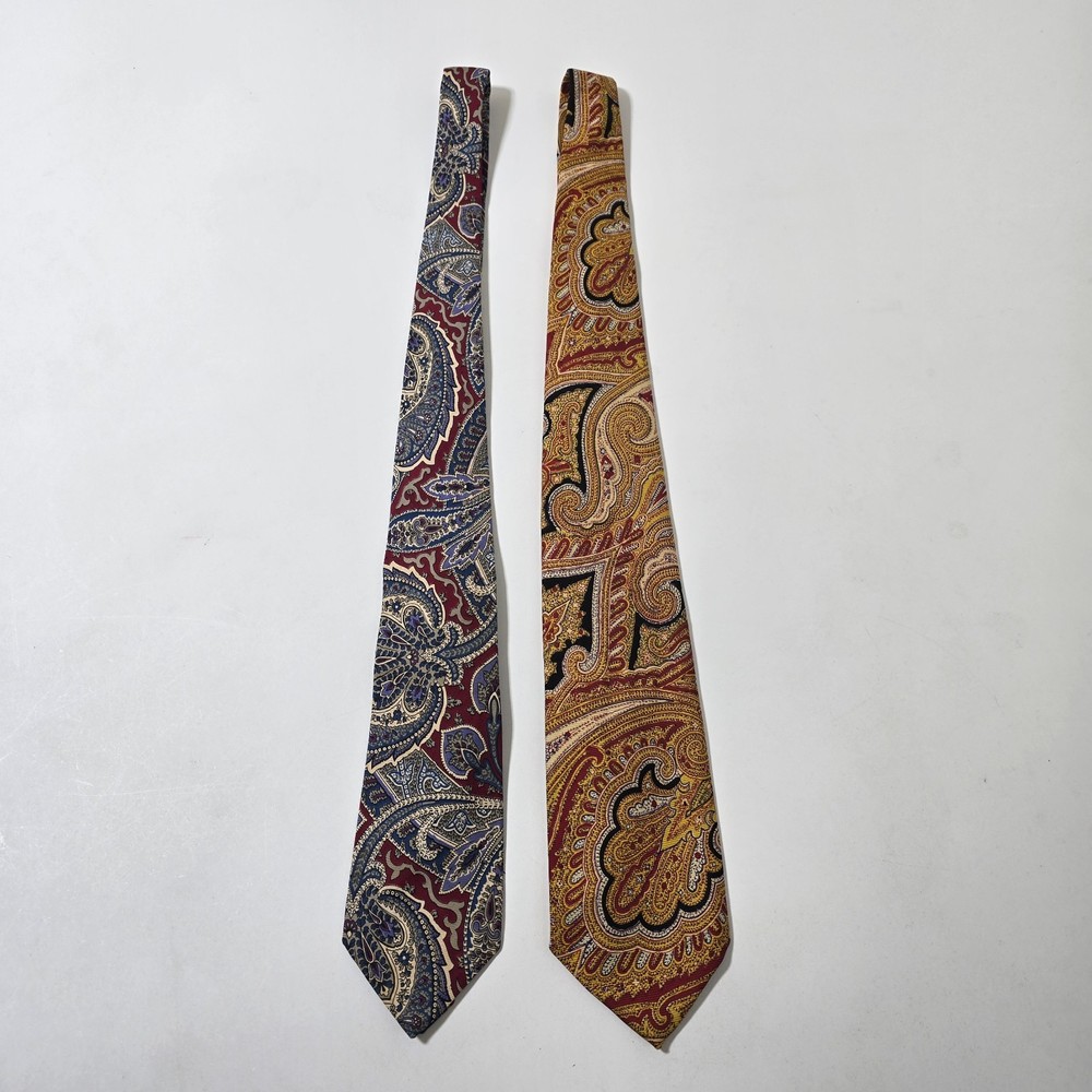 Lot Of 2 Vintage Polo Ralph Lauren Floral Paisley Silk Tie Made In  USA