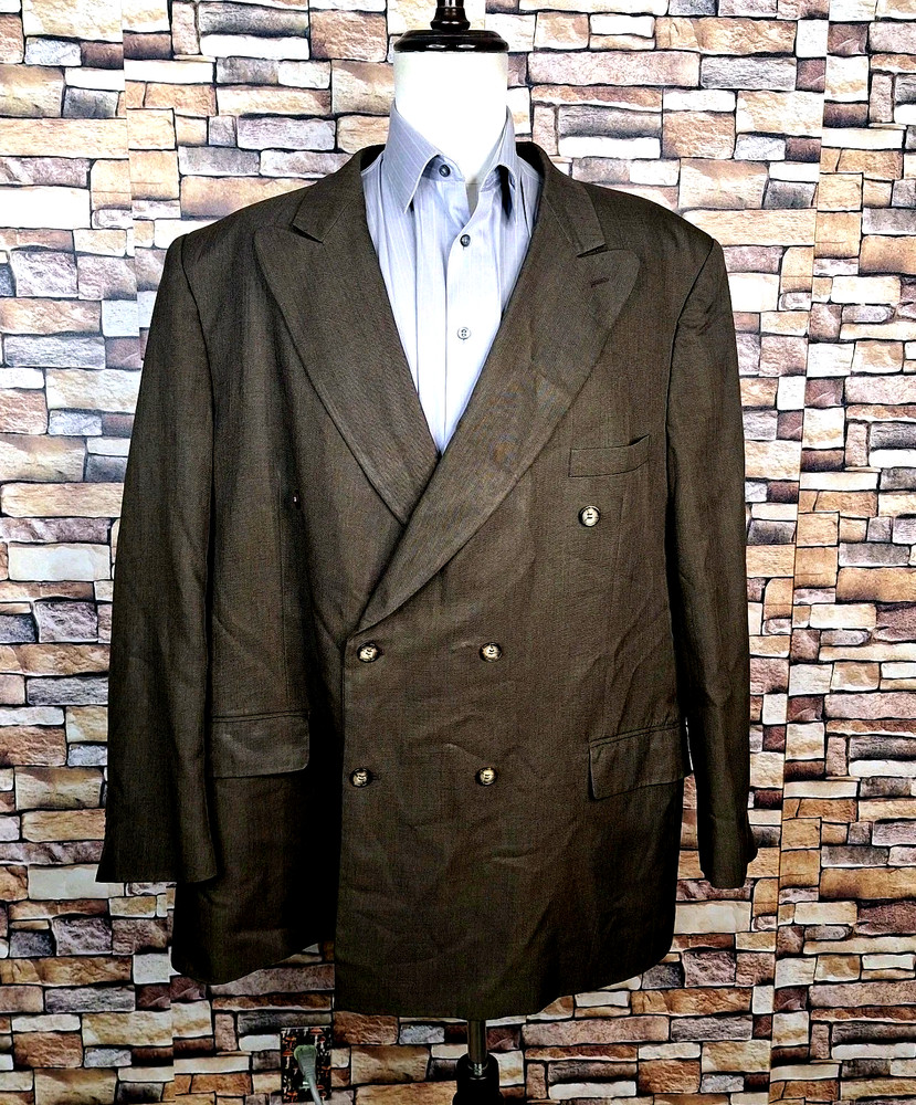 Mazzoni Blazer Jacket Mens 54L Brown VL Double Breasted Peak
