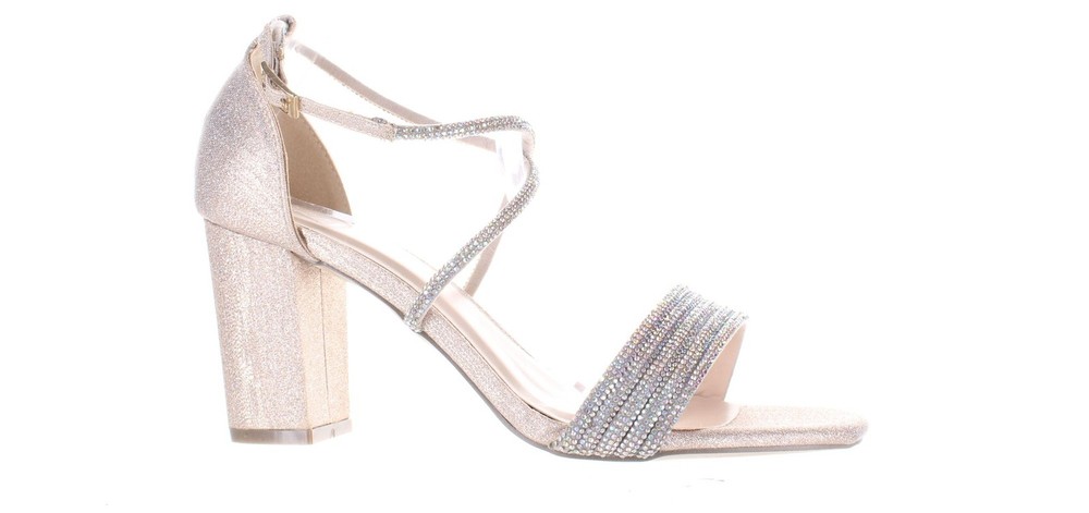 PARADOX Womens Mackenzie Silver Ankle Strap Heels Size 9.5 7811523