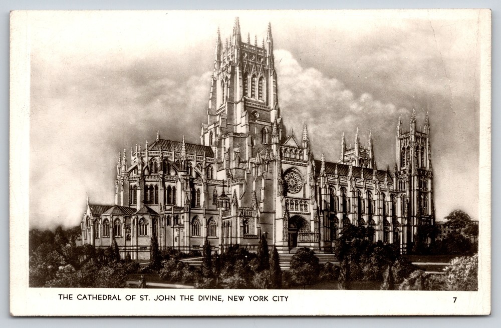 Real Photo Postcard~Cathedral of St John The Divine New York City~RPPC