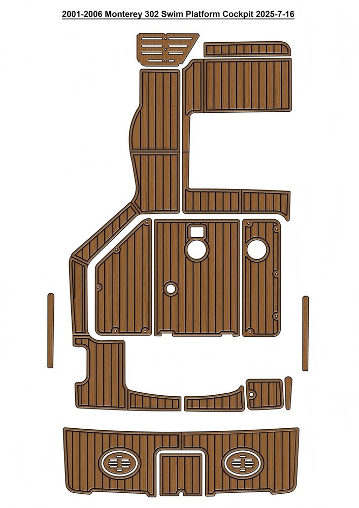 2001-2006 Monterey 302 Swim Platform Cockpit Pad Boat EVA Faux Teak Deck Floor