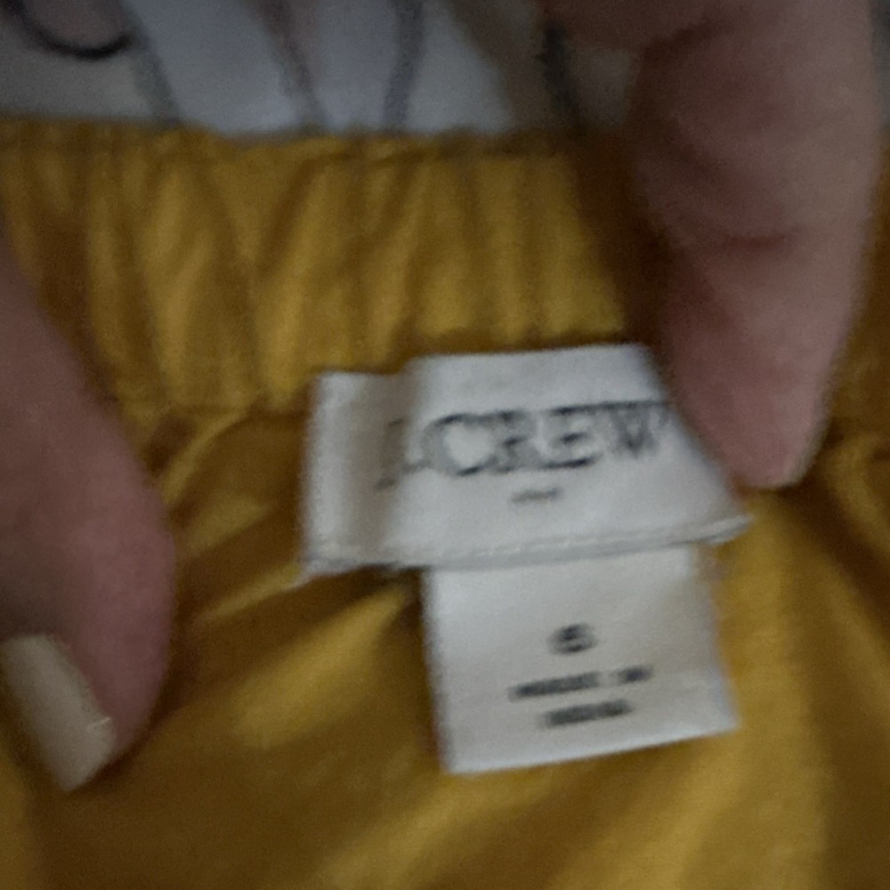 J.CREW Yellow Cotton Square Neck Sleeveless Blouse Pom Pom Accents Size 6