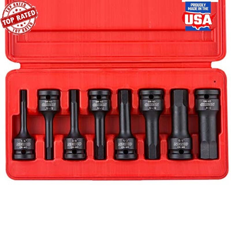 1/2-In-Drive Allen Socket Set Impact Hex-Bit Sae Hex Driver 1/4