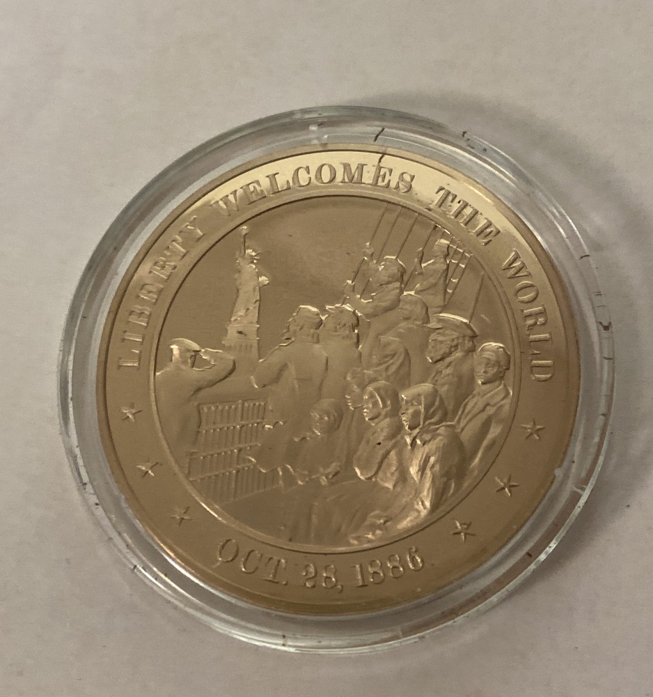 1886 Liberty Welcomes The World Franklin Mint Solid Bronze Commemorative Coin