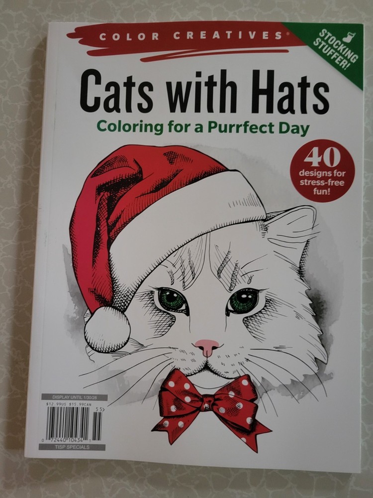 Cats With Hats COLORING BOOK - 2025 Publication - 40 Designs For Stress-Free Fun