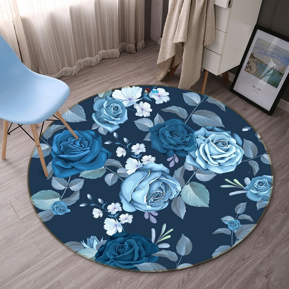 3D Blue Elegant Flower NAO4479 Game Rug Mat Elegant Photo Carpet Mat Fay