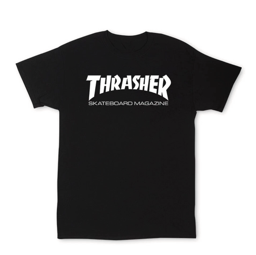 Thrasher Magazine Skate Mag Logo Tee Black Reprint Skateboard T Shirt Graphic