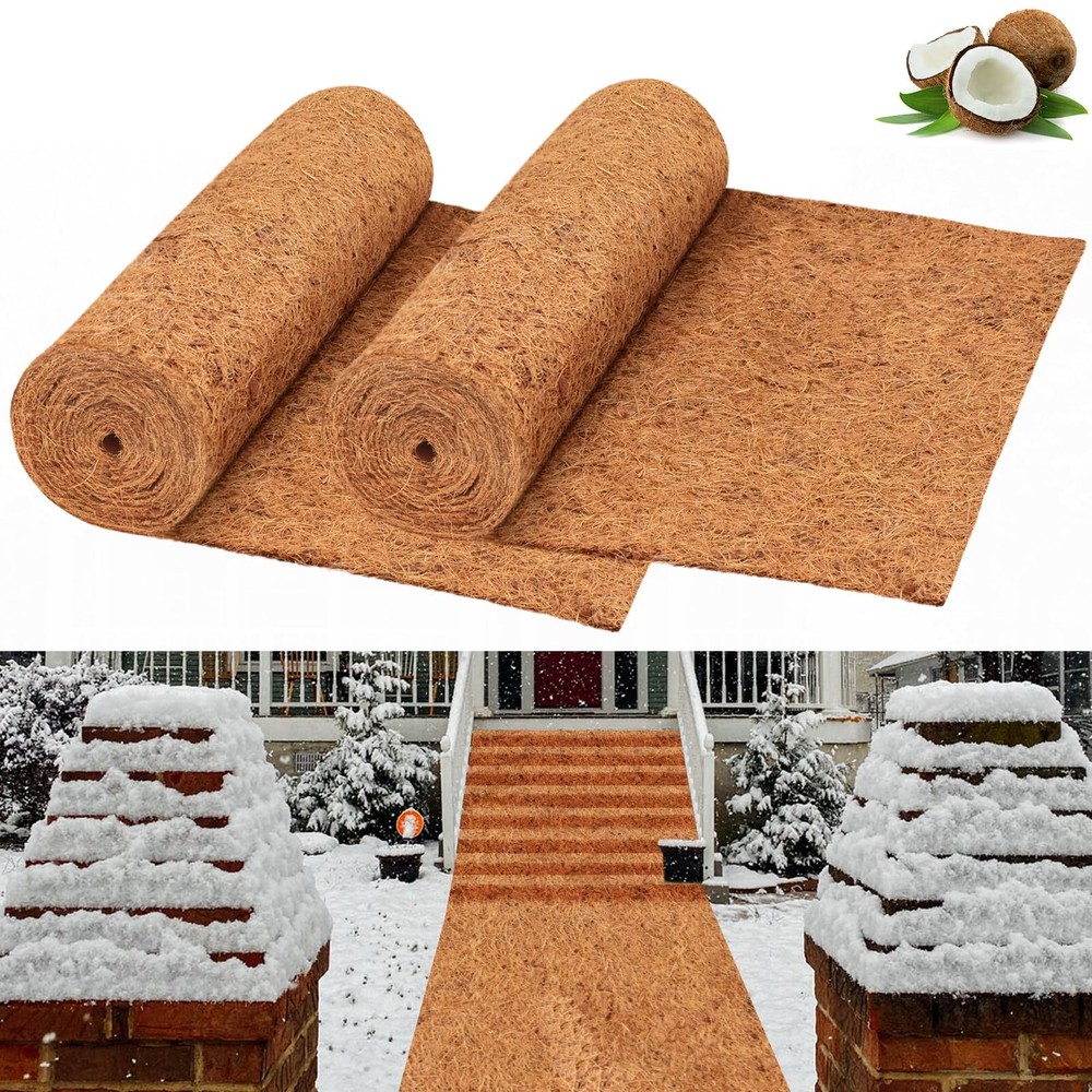 2 Pack 16 Ã— 118 Inch No-Slip Ice and Snow Carpet Mats- Natural Coconut Fiber