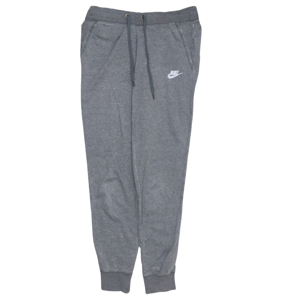 Nike Mens Joggers Grey Fleece Sweatpants Elastic Waist Pockets Embroidered S