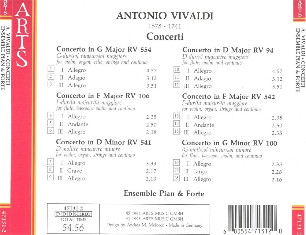 Ensemble Pian & Forte Vivaldi: Concerti New Cd