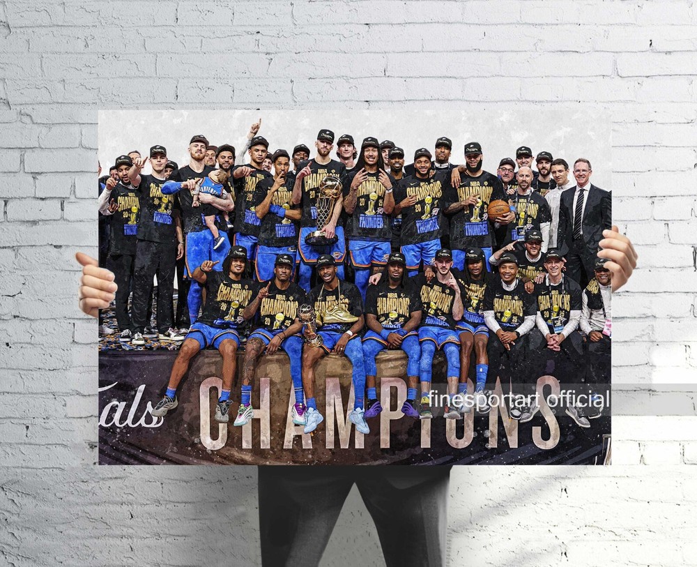 Oklahoma City Thunder Champions 2025 Poster, Canvas, Basketball print, Wall art