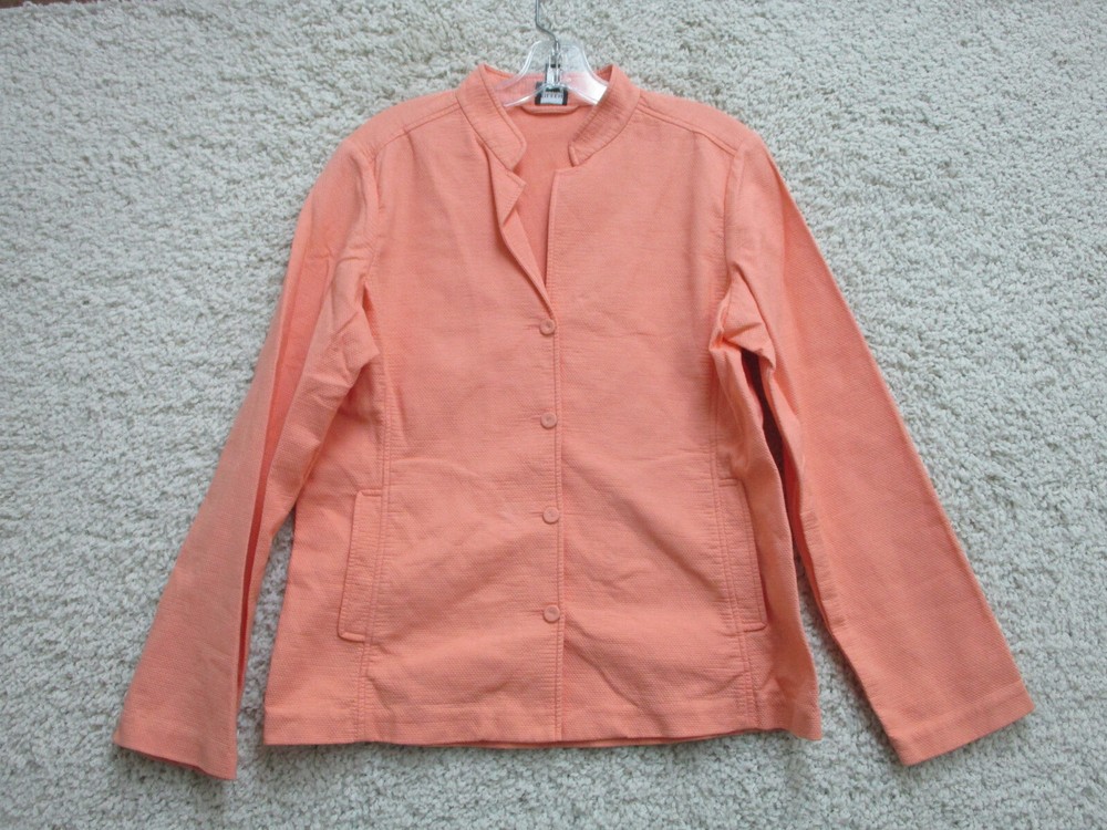 Eileen Fisher Jacket Blazer Medium Adult Orange Cardigan Pockets Stretch Womens