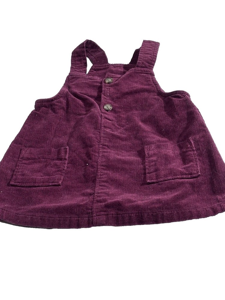Old Navy Girl's Sleeveless Button-Front Corduroy Overall Burgundy Dress 6-12 Mon
