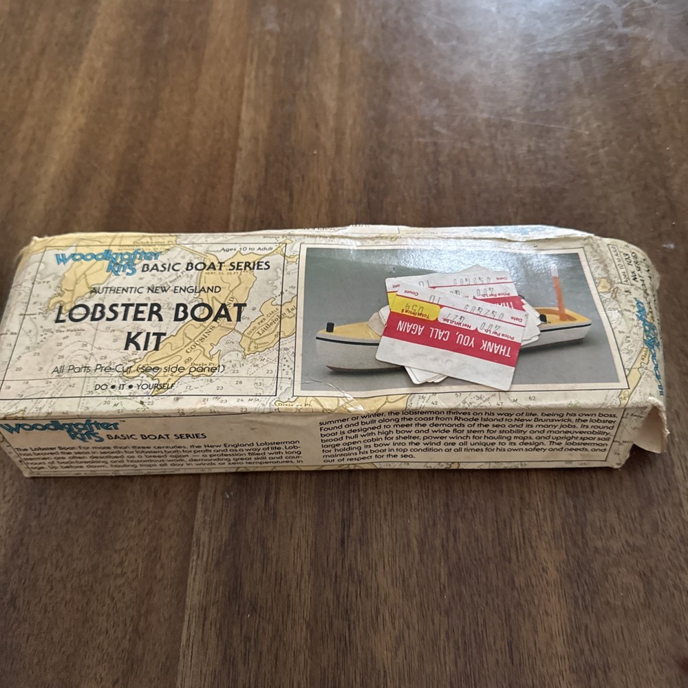 80`s Woodkrafter Authentic New England Lobster Boat Model Kit #103 1980 Open Box