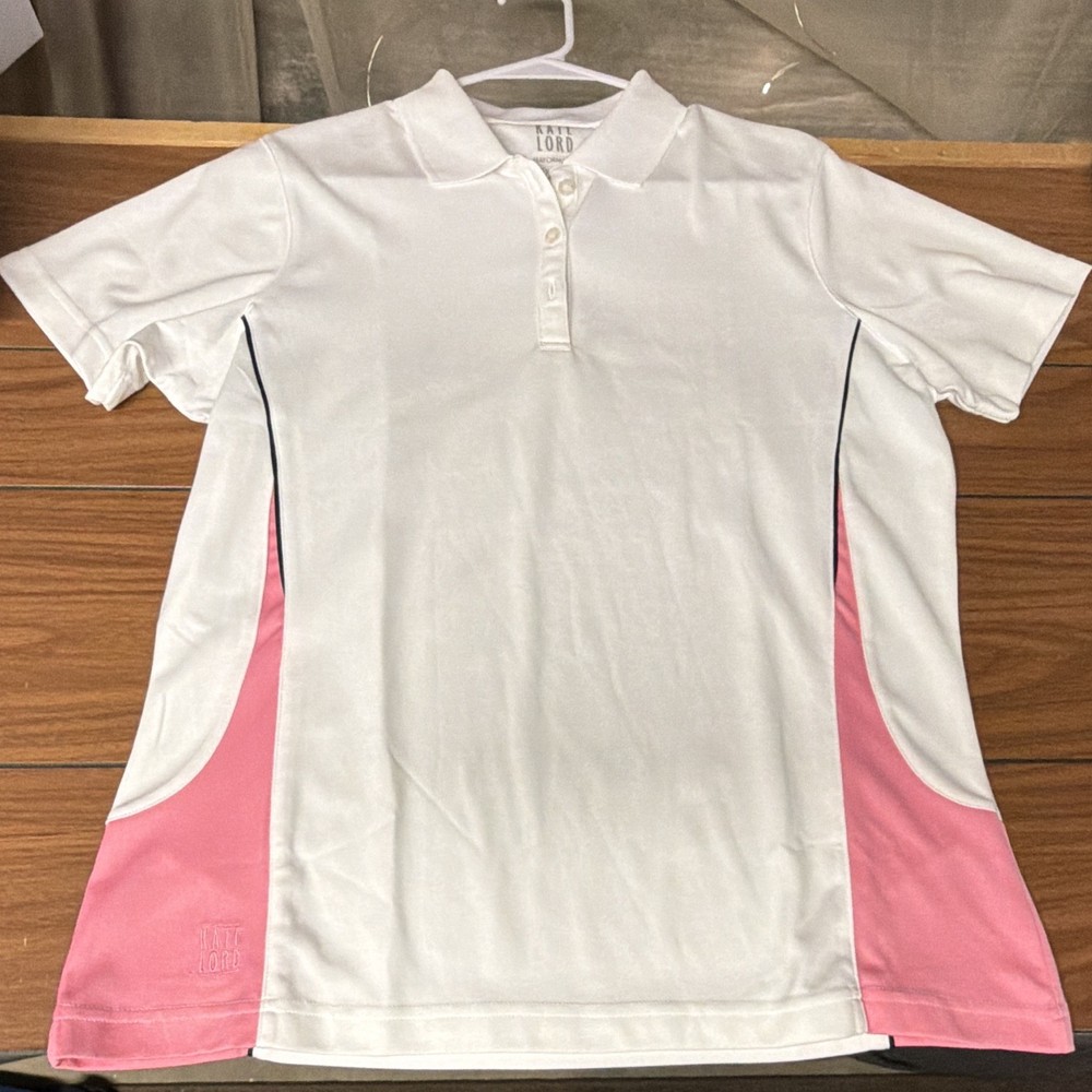 Kate Lord Performance Women’s Golf Polo L White/Pink Colorblock SS