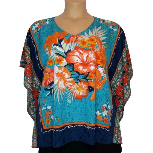 db Top Women's Medium Lilly Hibiscus Summer Floral Print 