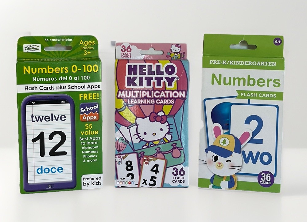 Flash Cards / Lot Of 3/Hello Kitty/Numbers 0-100/Ages 3+ 4+ 6+ / Open Box