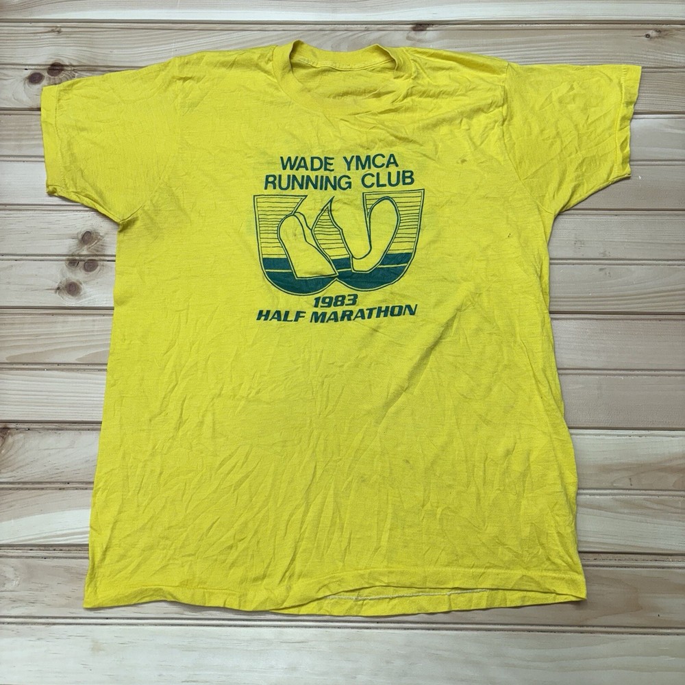 Vintage 80s YMCA Running Club Crystal Lite Race Series Marathon Shirt Size M/L
