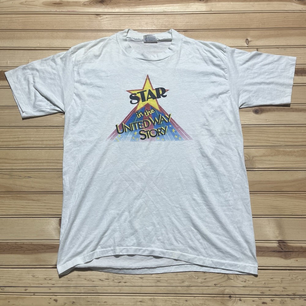 Vintage 80s Star In The United Way Story Broadway Show Shirt Size XL