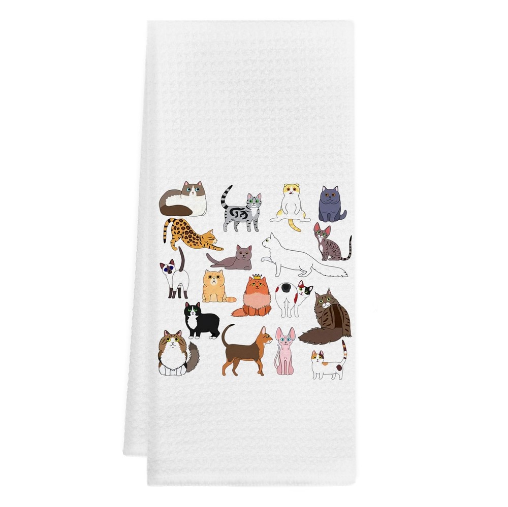 Cute Cat Themed Kitchen Towels Funny Decorative Hand Towel for Cat Lovers 16x24 Inches