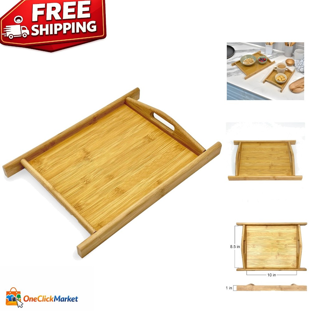 Eco-Friendly Bamboo Serving Tray with Stylish Accents - Perfect for Entertaining