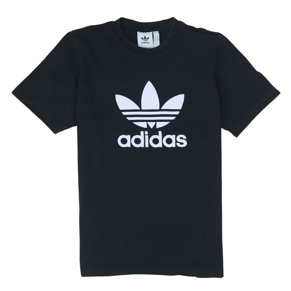 Adidas Mens T Shirt Black Originals Trefoil Logo Graphic Print Streetwear S