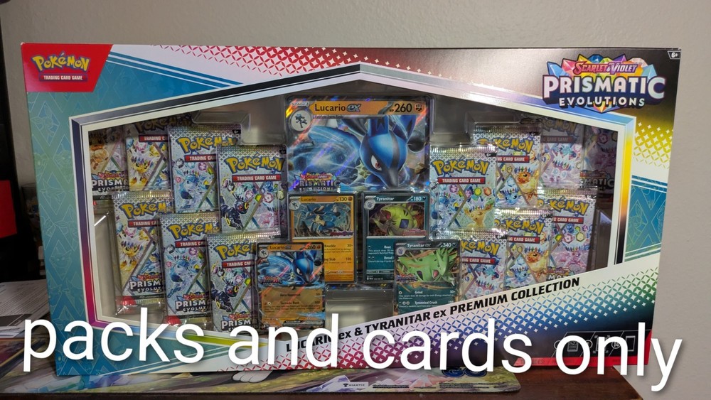 RIPPED Pokemon TCG: Prismatic Evolution Lucario Tyranitar Premium Collection Box