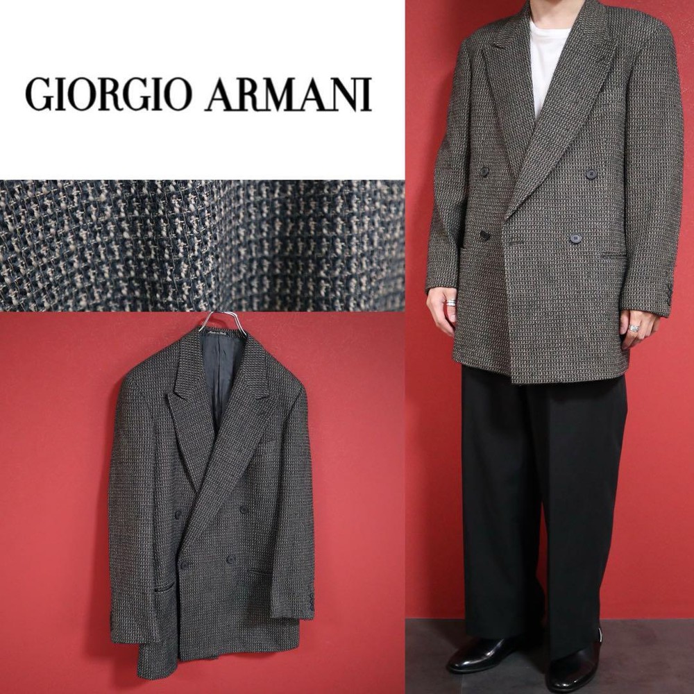 Extremely Rare Giorgio Armani All Over Pattern Peak Lapel Double Tailored Jacket