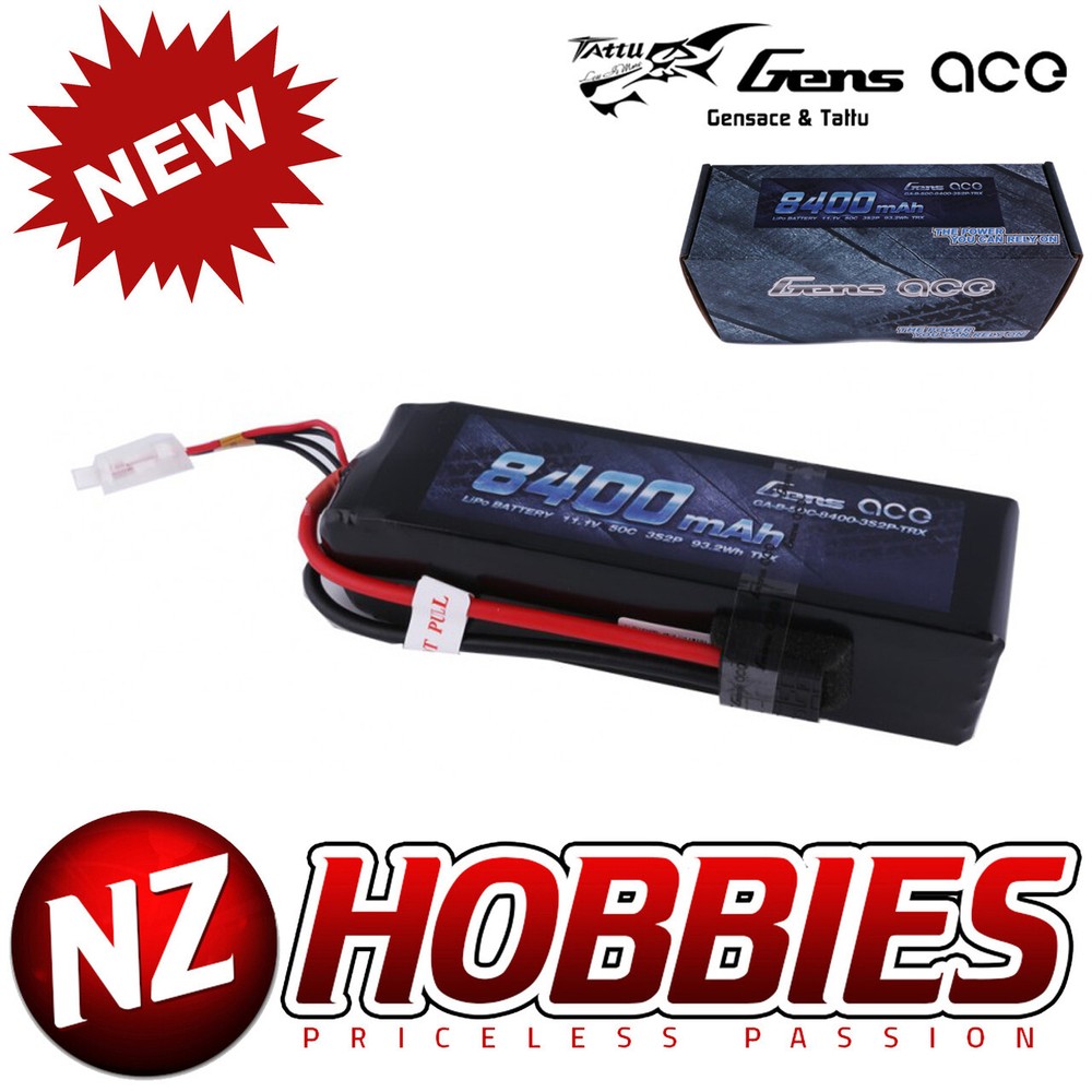 Gens Ace 8400mAh 11.1V 50C 3S2P Lipo Battery Pack with Traxxas plug-image